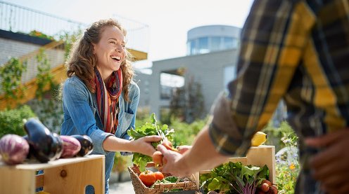 Woman shopping at farmers market